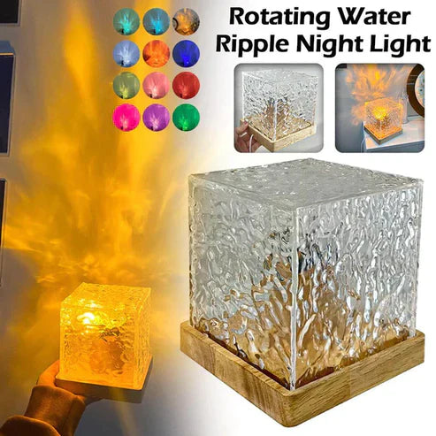 Crystal Lamp Water Ripple Projector Night Light with 16 colors