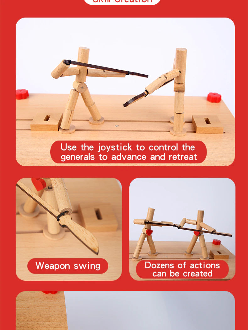 Two Player Fighting Wooden Toy  Interactive Tabletop Creative Game