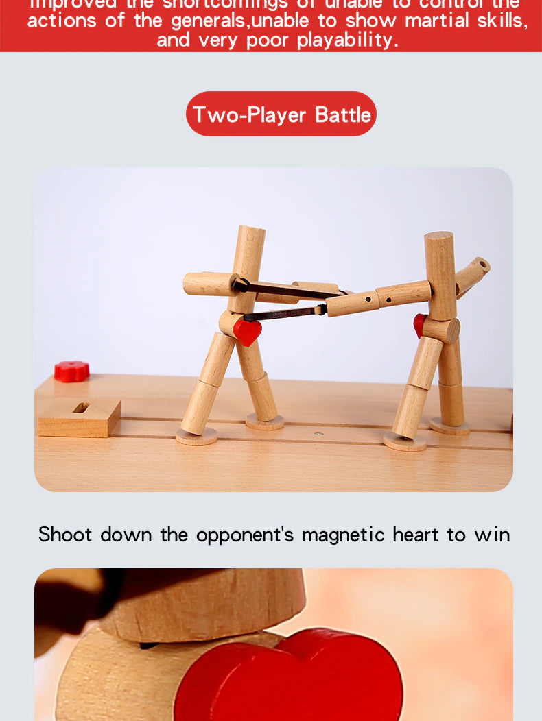 Two Player Fighting Wooden Toy  Interactive Tabletop Creative Game
