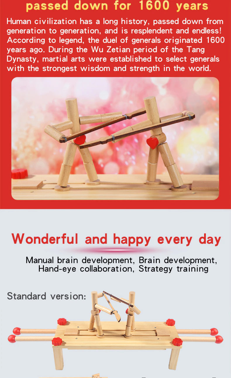 Two Player Fighting Wooden Toy  Interactive Tabletop Creative Game