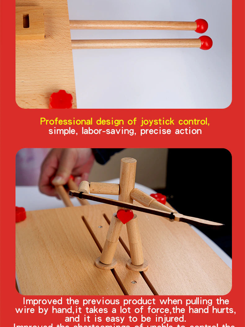 Two Player Fighting Wooden Toy  Interactive Tabletop Creative Game