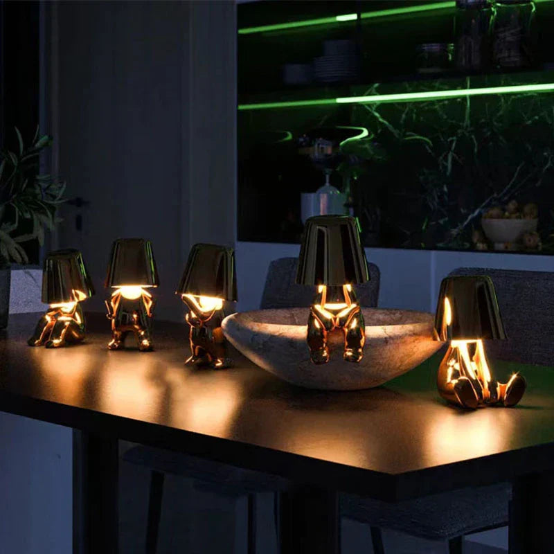Italy Little Golden Man Night Light Resin Led Table Lamp