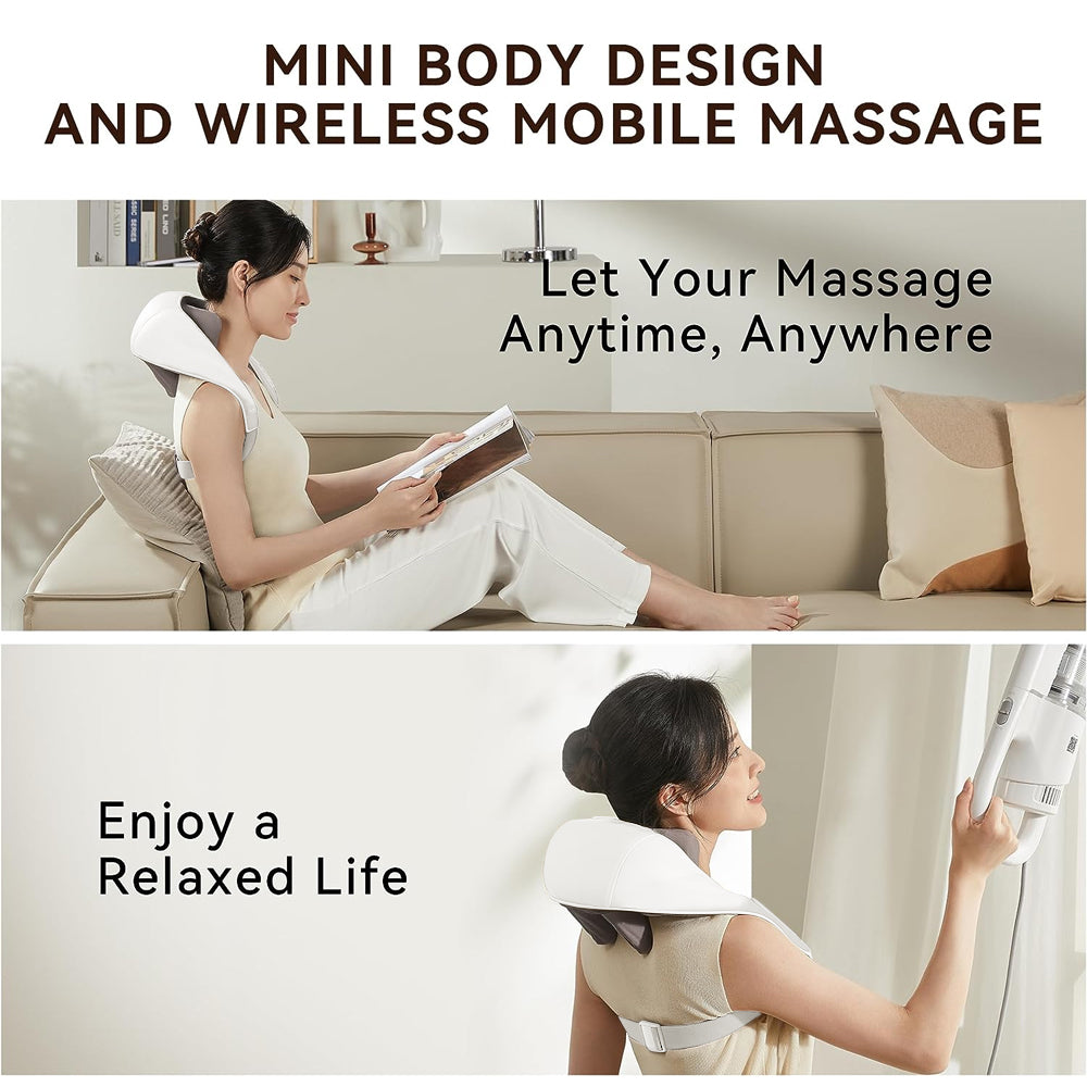 Shiatsu Neck and Back Massager with Soothing Heat Wireless Electric Deep Tissue 5D Kneading Massage Pillow Shoulder Leg Body