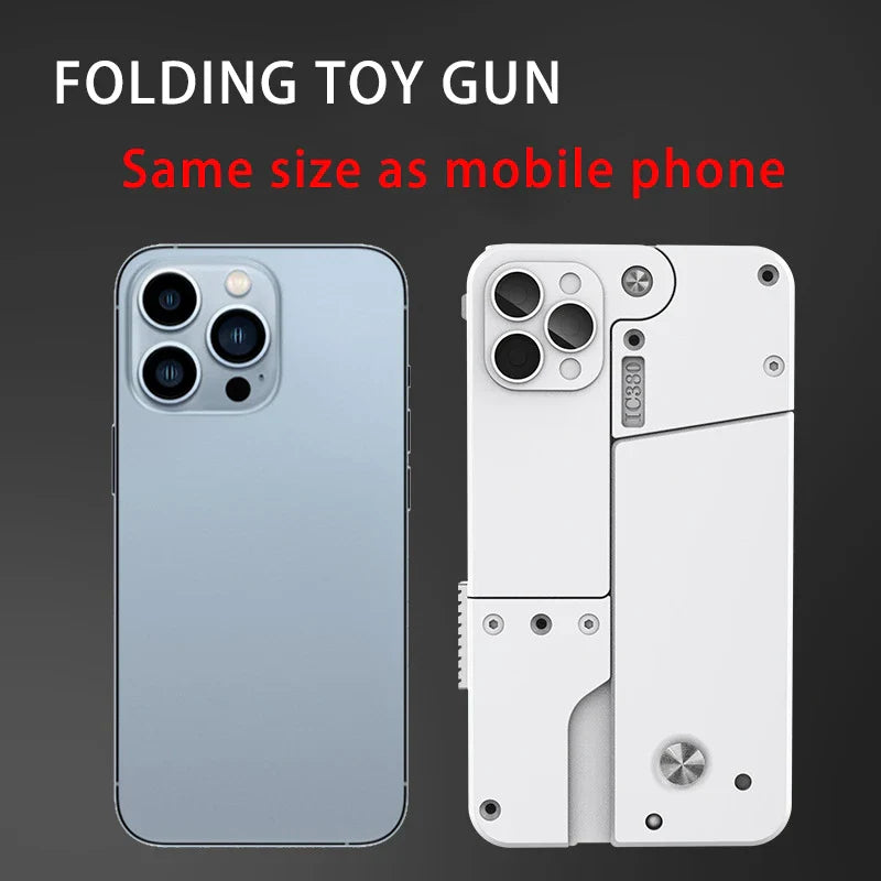 2 Burst Rubber Pistol Children Gift Party Accessories Mobile Phone Model Bullet Shelling Folding Gun Toy