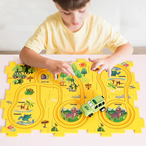 Rail Car Puzzel Toy with Flexible Railway Track
