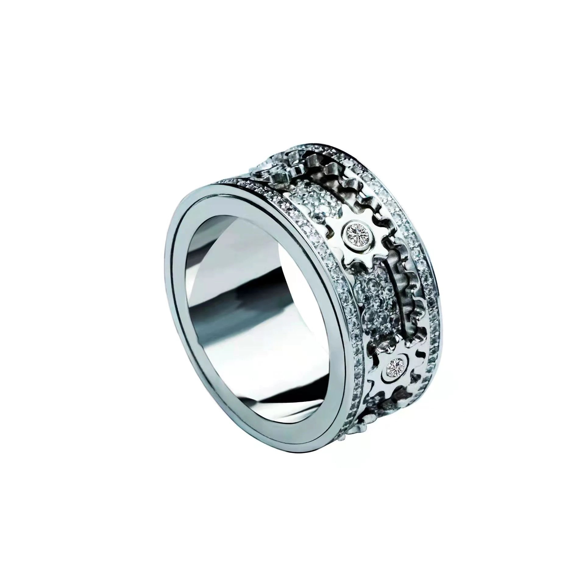 Gear Ring Luxury Rose Gold Silver Color