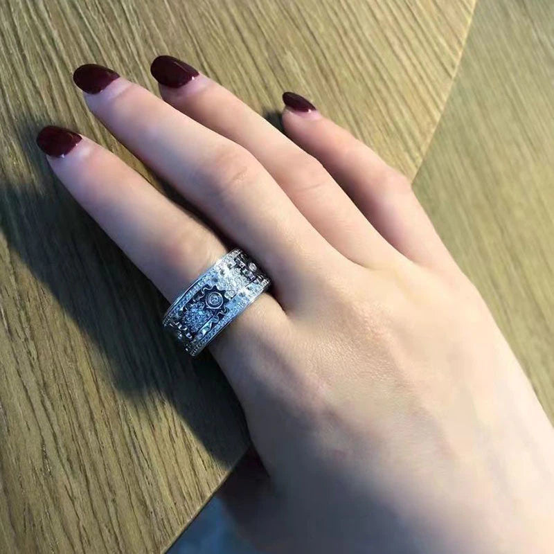 Gear Ring Luxury Rose Gold Silver Color
