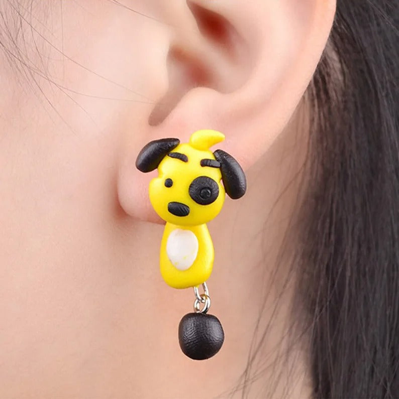 Cat Polymer Clay 3D animal Handmade earrings