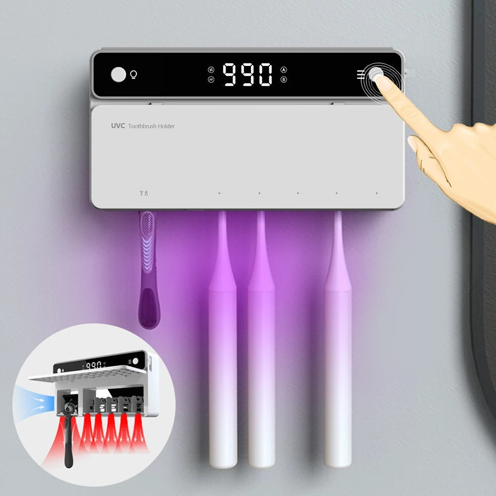 Toothbrush Holder Rechargeable Fast Drying Sterilizer With LED Display