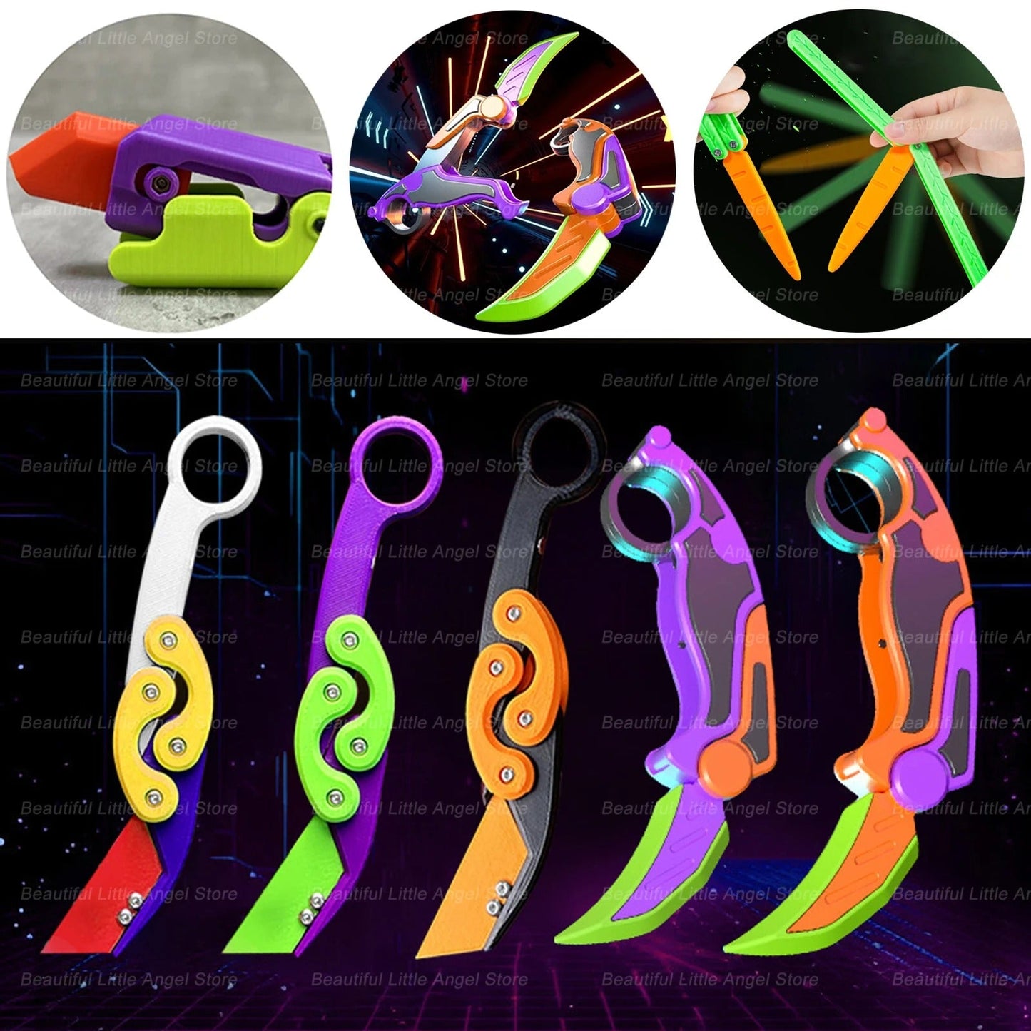 3D Printed Gravity Claw Knife Toy Stress Relief