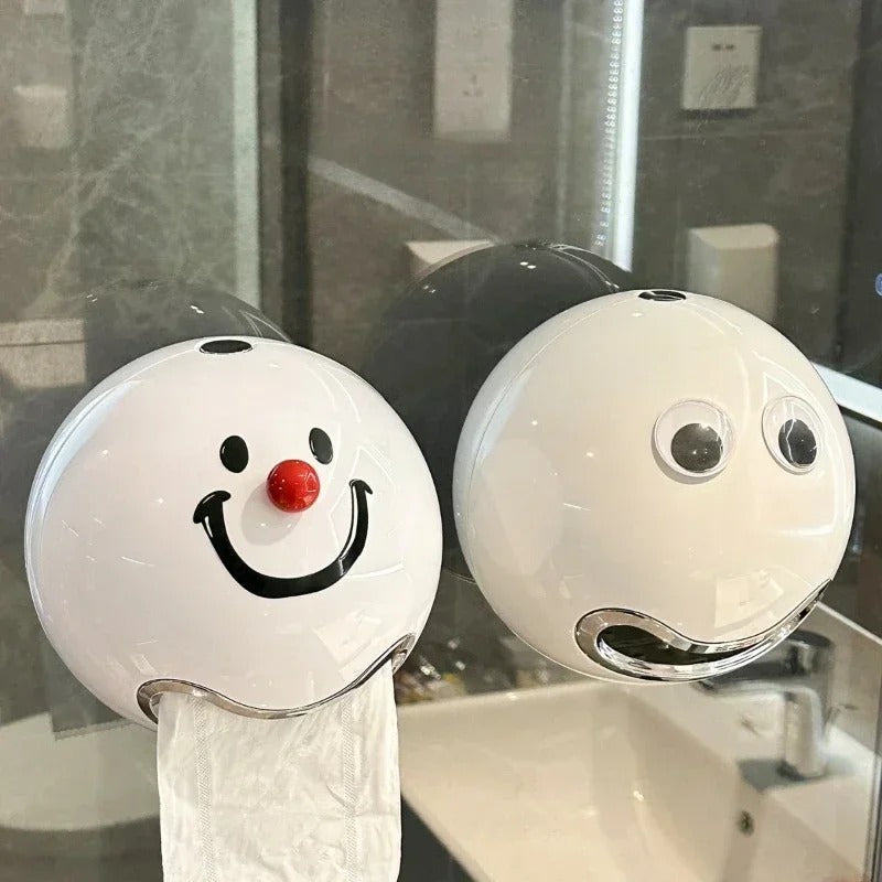 Ball Shaped Cute Emoji Waterproof Toilet Paper Box screw fixed