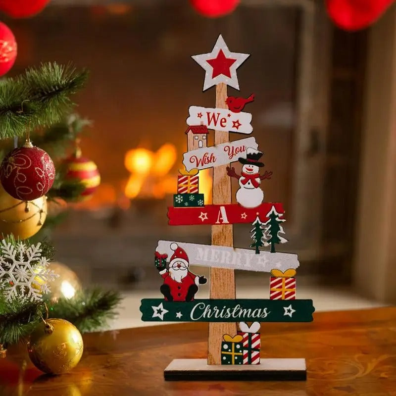 Desktop Christmas Tree Santa Claus DIY Decoration Wooden