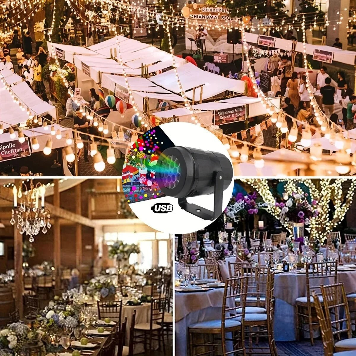 1pc Snowflake Christmas Laser Projector Light,16 patterns Waterproof Rotating