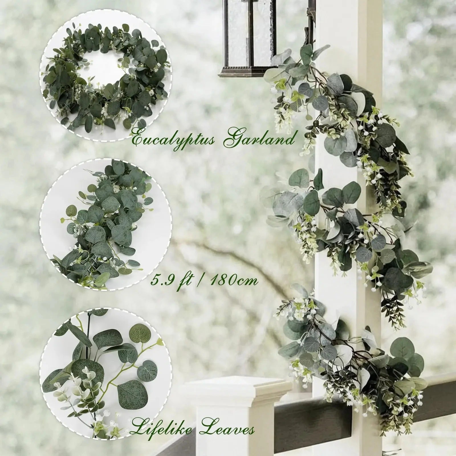 1pc Artificial Eucalyptus Leaves Greenery Garland Faux Plant