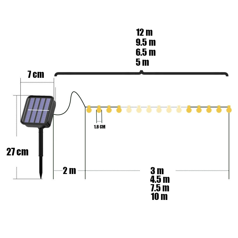 20～100 LED Solar Light Outdoor IP65 Waterproof String Fairy Lamps