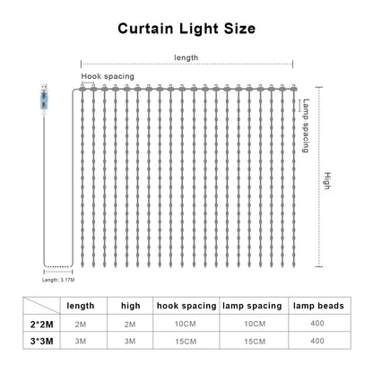 Curtain Lights 400 LED Twinkle Fairy String Light with APP Remote Control RGB Color
