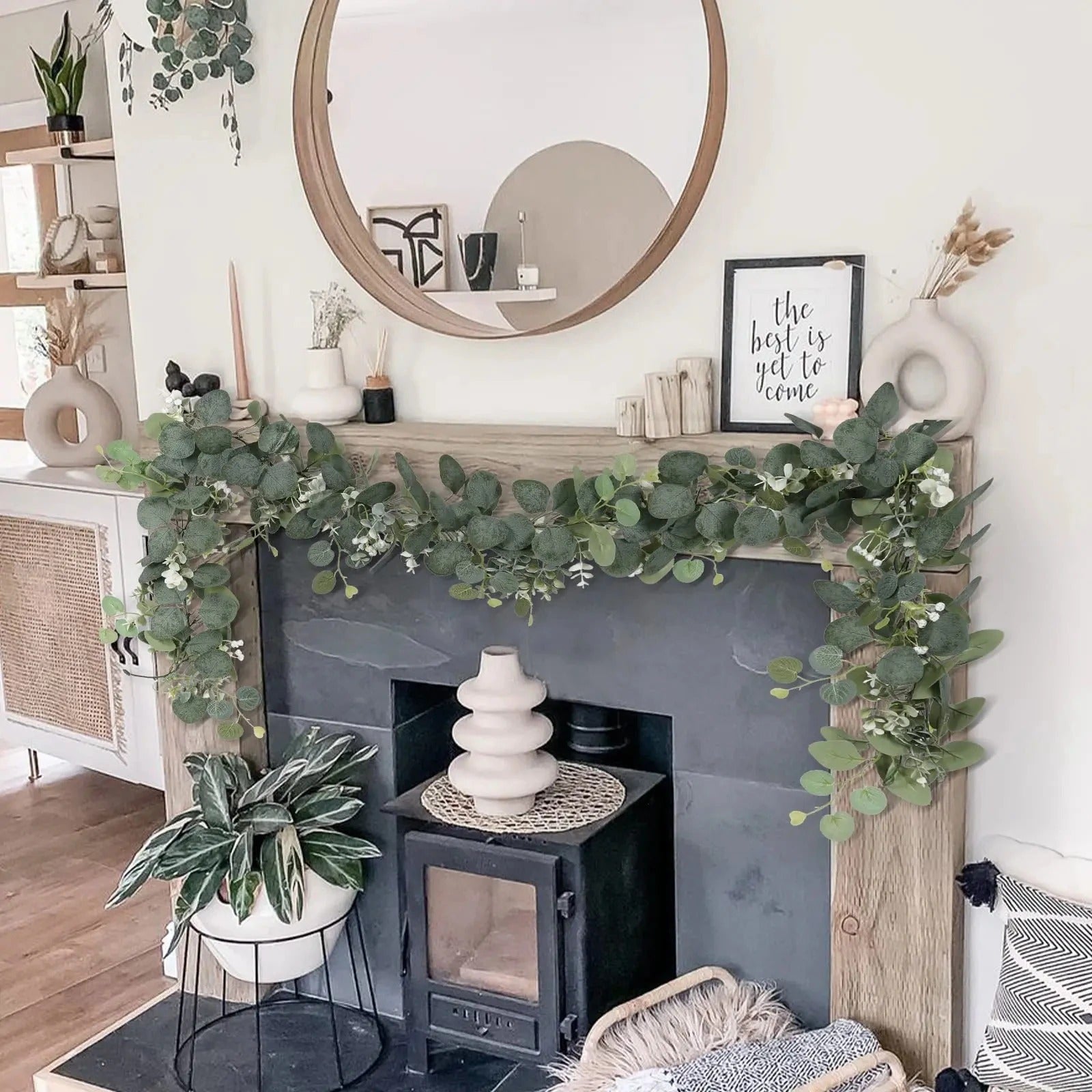 1pc Artificial Eucalyptus Leaves Greenery Garland Faux Plant