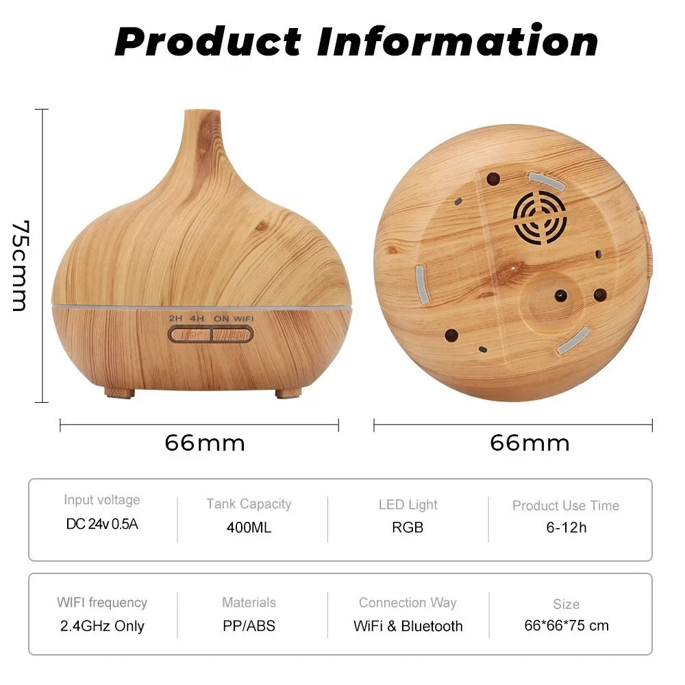 WiFi smart 550ML Electric Aroma Diffuser Essential Oil Diffuser Air Humidifier