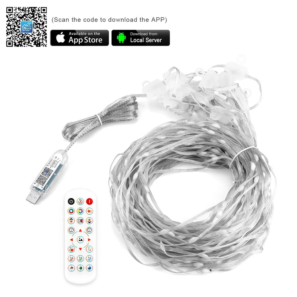 Curtain Lights 400 LED Twinkle Fairy String Light with APP Remote Control RGB Color