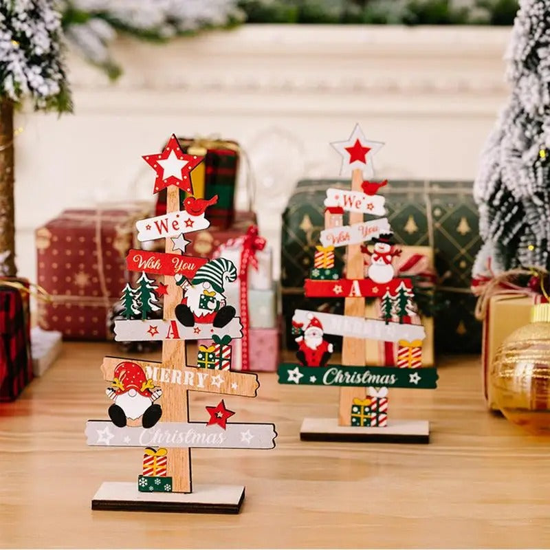Desktop Christmas Tree Santa Claus DIY Decoration Wooden