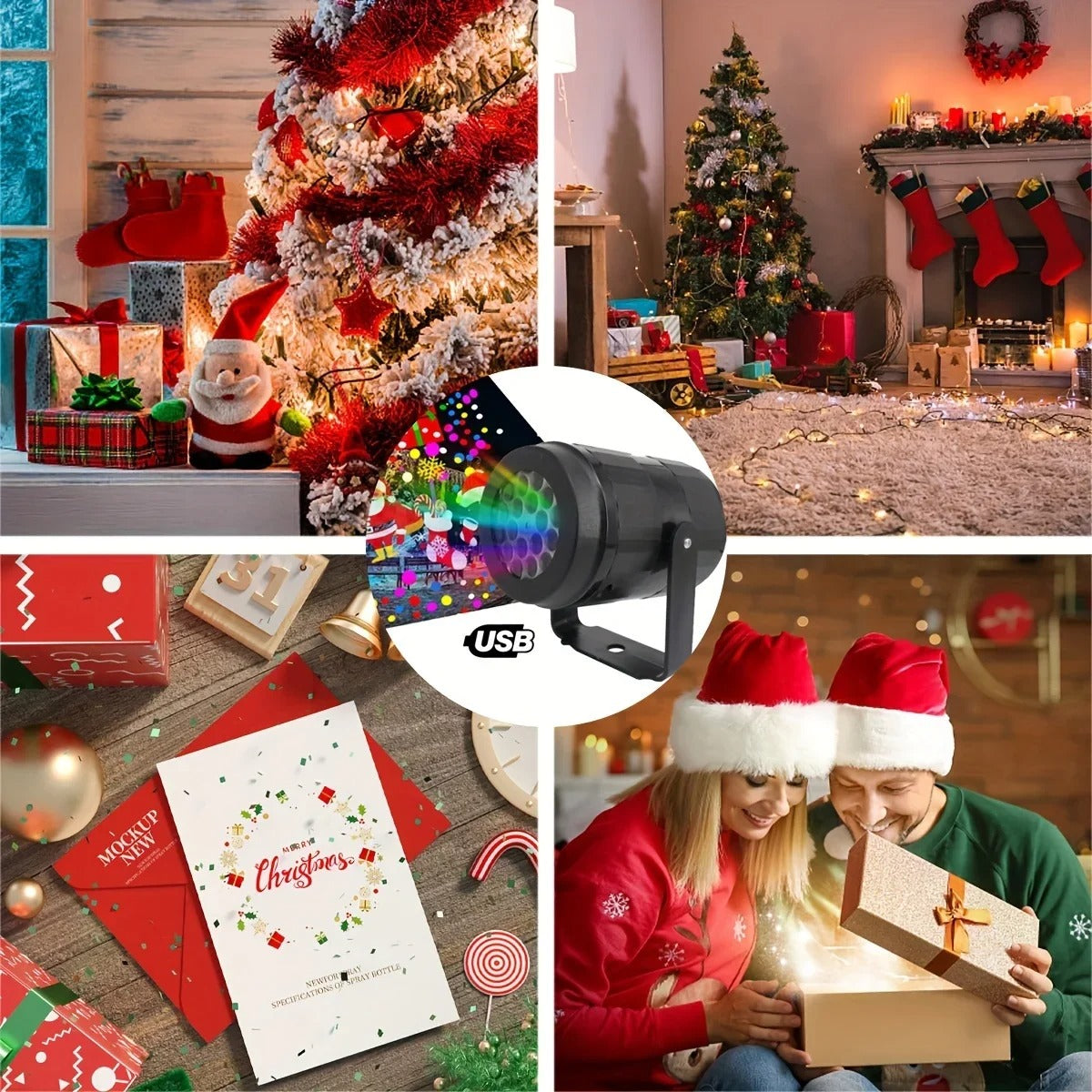 1pc Snowflake Christmas Laser Projector Light,16 patterns Waterproof Rotating