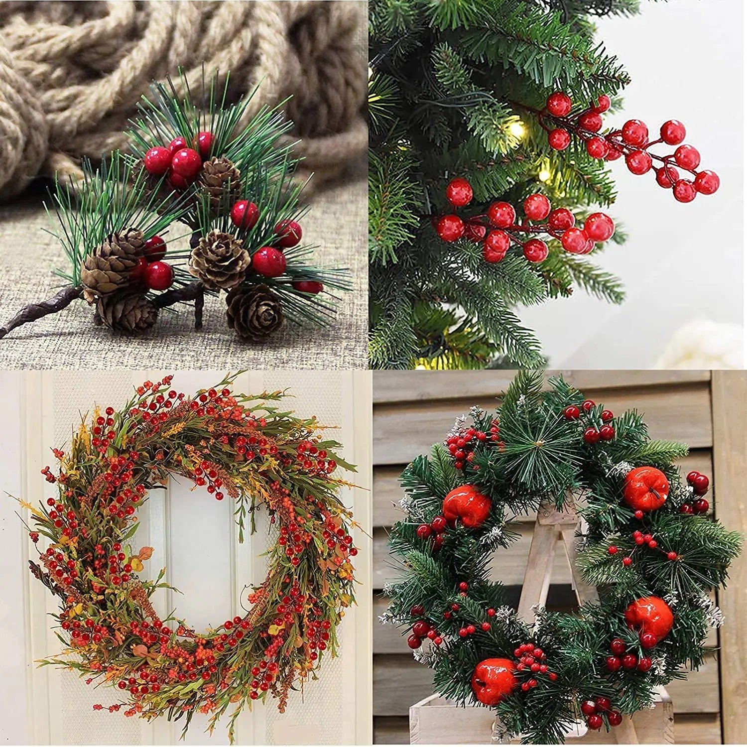 1000/50x Mini Artificial Berries Red Fake Berry Cherry Stamen for Christmas