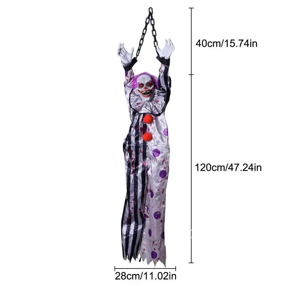Scary Hanging Clown Animatronics with Glowing Eyes Haunted