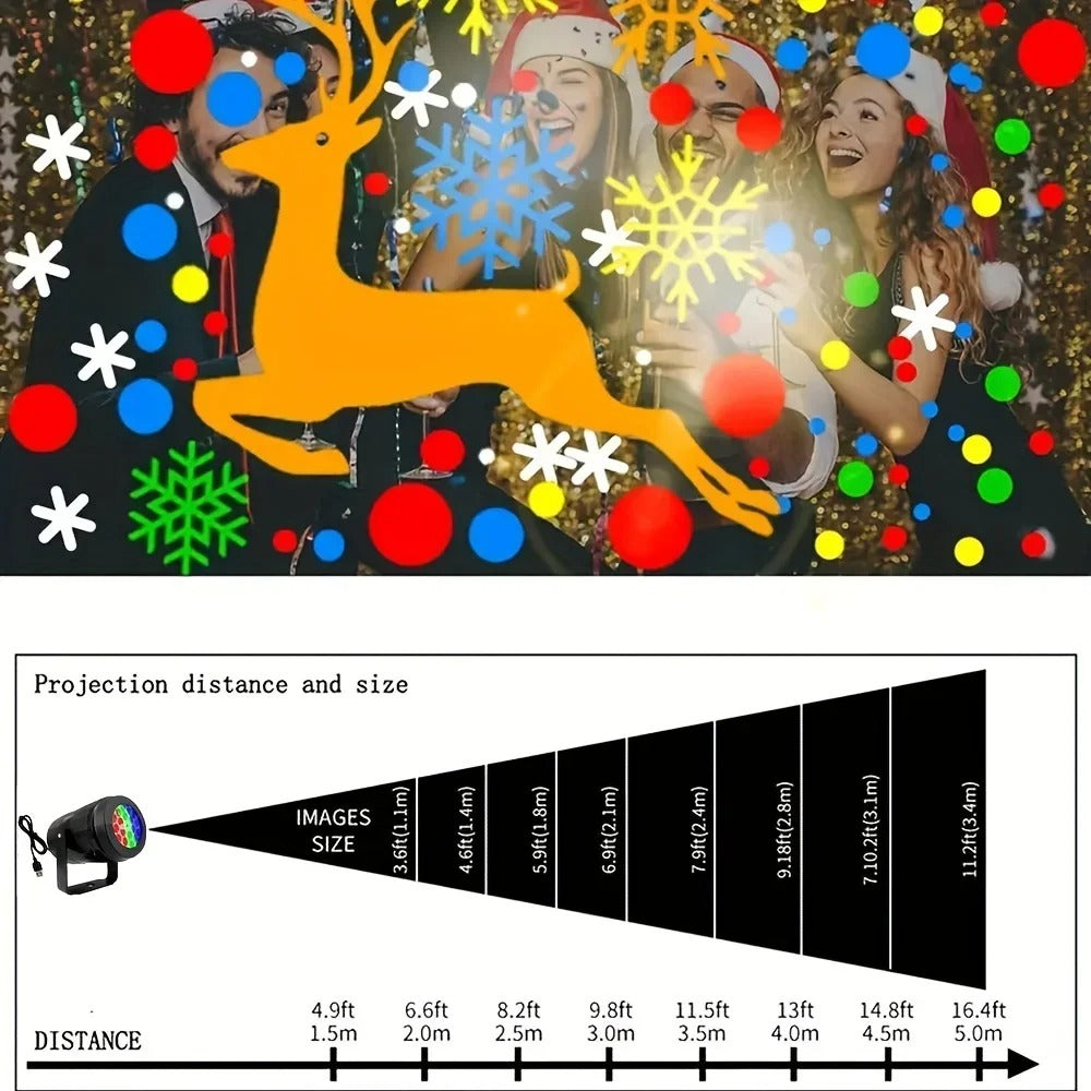 1pc Snowflake Christmas Laser Projector Light,16 patterns Waterproof Rotating