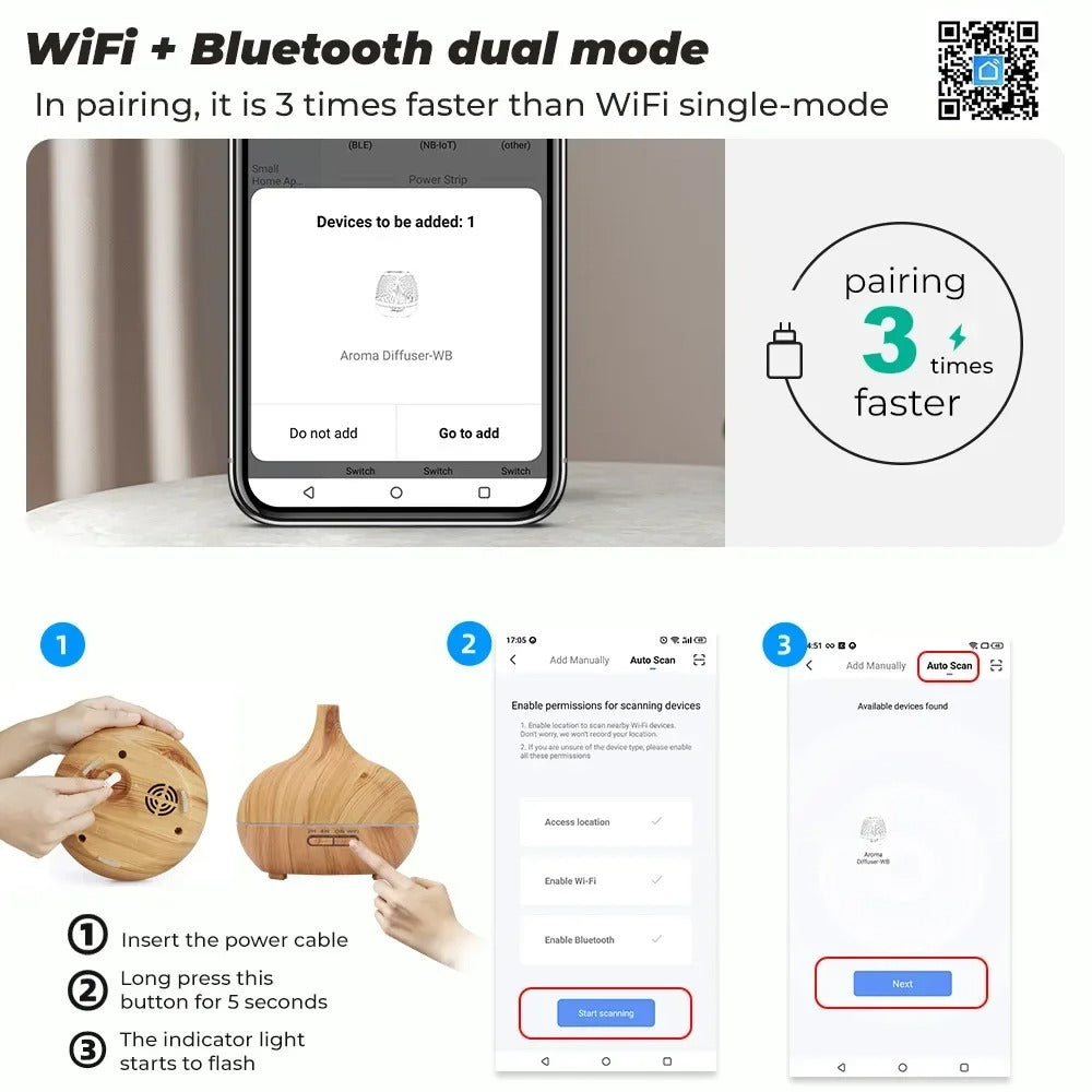 WiFi smart 550ML Electric Aroma Diffuser Essential Oil Diffuser Air Humidifier