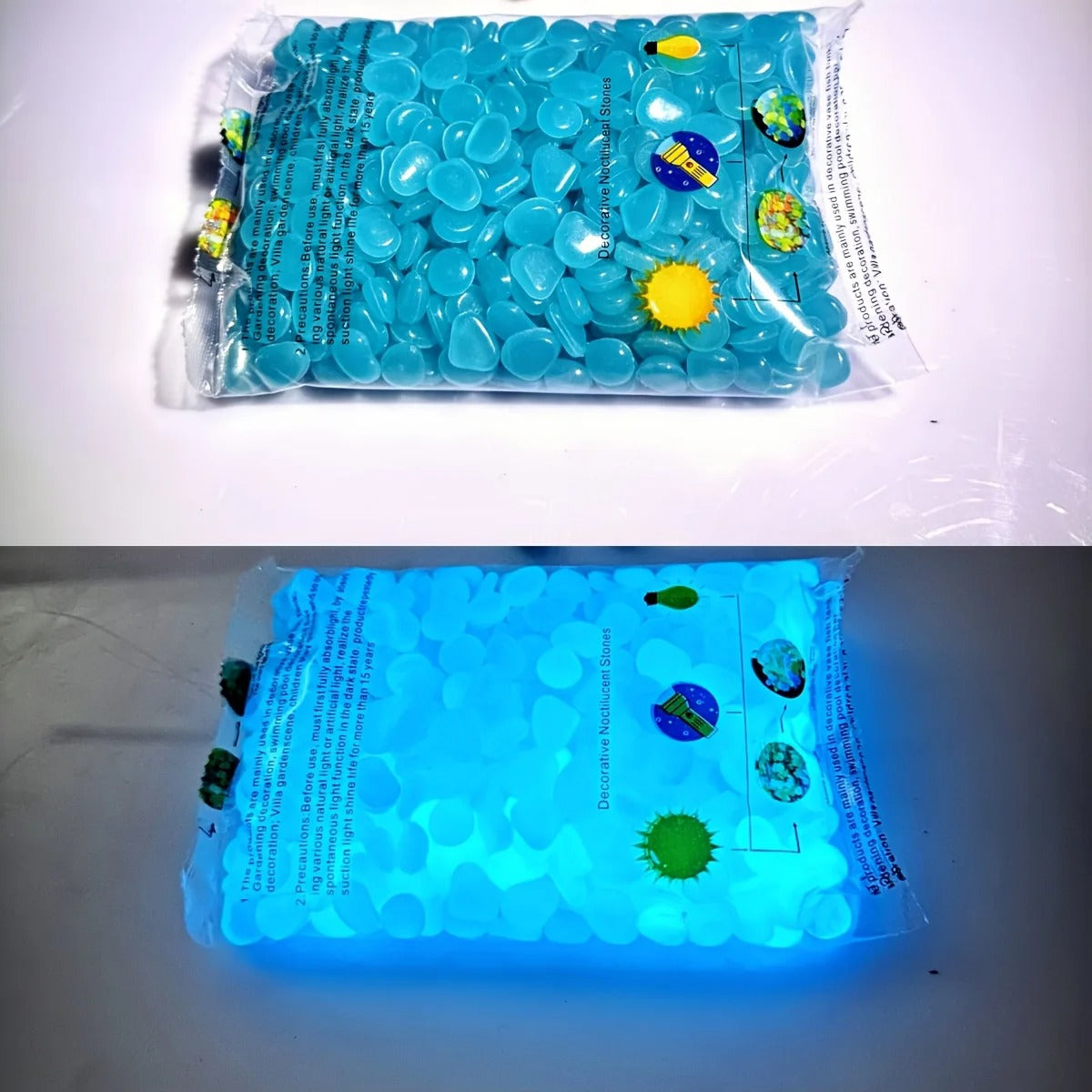 100pcs Glow In The Dark Pebbles, Resin Luminous Stones