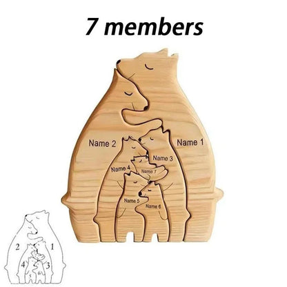 Art Wooden Bear Family Puzzle Personalized Name Custom