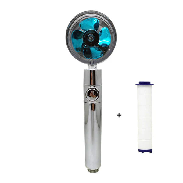Hydro Jet Powered Handheld Turbo Fan High Pressure Shower Head With Filter